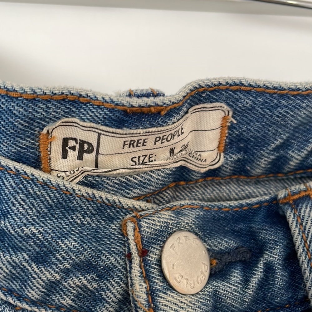 Free People Distressed Cropped Blue Jeans - Picture 2 of 6